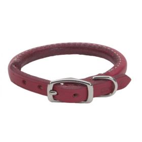 Circle T Oak Tanned Leather Round Dog Collar - Red (size: 14" Neck)