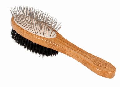 Bass Brushes- Dual Sided Pet Brush Oval Style (Color: Dark Bamboo, size: Full)