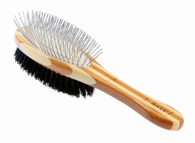 Bass Brushes- Dual Sided Pet Brush Oval Style (Color: Striped Bamboo, size: Full)