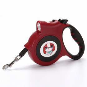 LED Lighted Retractable Nylon Dog Leash (Color: Red)