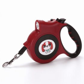 LED Lighted Retractable Nylon Dog Leash (Color: Red)