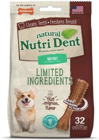 Nylabone Natural Nutri Dent Filet Mignon Dental Chews - Limited Ingredients (size: Mini - 32 Count)