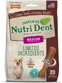 Nylabone Natural Nutri Dent Filet Mignon Dental Chews - Limited Ingredients (size: Medium - 20 Count)