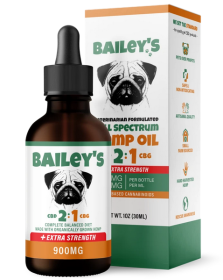 Bailey's Full Spectrum Hemp Oil For Dogs 2:1 with Naturally Occurring CBD & CBG (Color: Orange/Green, size: 900 mg)