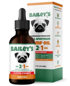 Bailey's Full Spectrum Hemp Oil For Dogs 2:1 with Naturally Occurring CBD & CBG (Color: Orange/Green, size: 1800 mg)