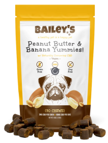 Bailey's Peanut Butter & Banana Yummies! with 3MG CBD Per Chew (Color: Brown/Yellow, size: 30 count)