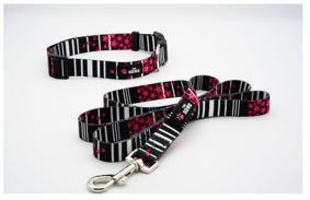 Dog Collar And Leash Set (Color: Pink Petals, size: M)