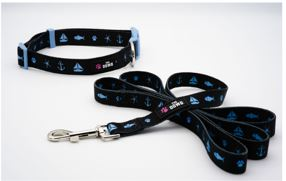Dog Collar And Leash Set (Color: Sails And Wagging Tails, size: S)