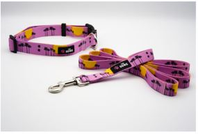 Dog Collar And Leash Set (Color: Rose Pink, size: L)