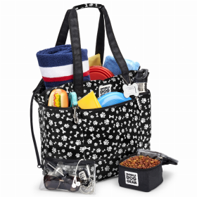 Mobile Dog Gear Dogssentials Tote Bag (Color: Black with White Paw Print)
