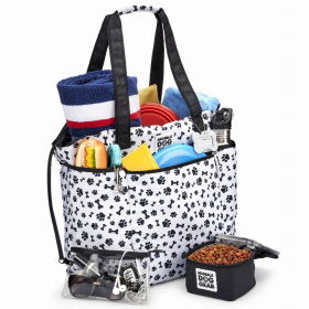 Mobile Dog Gear Dogssentials Tote Bag (Color: White with Black Paw Print)