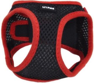 Li'L Pals Black Harness with Red Lining (size: Small (Neck)