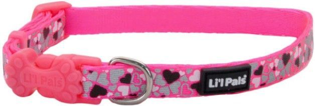 Li'L Pals Reflective Collar (Style: Pink with Hearts)