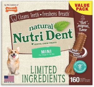 Nylabone Natural Nutri Dent Filet Mignon Dental Chews - Limited Ingredients (size: Mini - 160 Count)