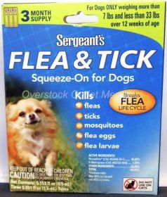 Sergeants Flea and Tick Squeeze-On Dog (Style: 33lb and Under)