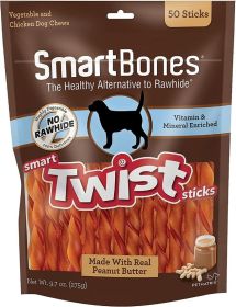 SmartBones Smart Twist Sticks Rawhide Free Dog Chew (Style: Chicken,Peanut Butter & Vegetable)
