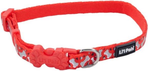 Li'L Pals Reflective Collar (Style: Red with Bones)